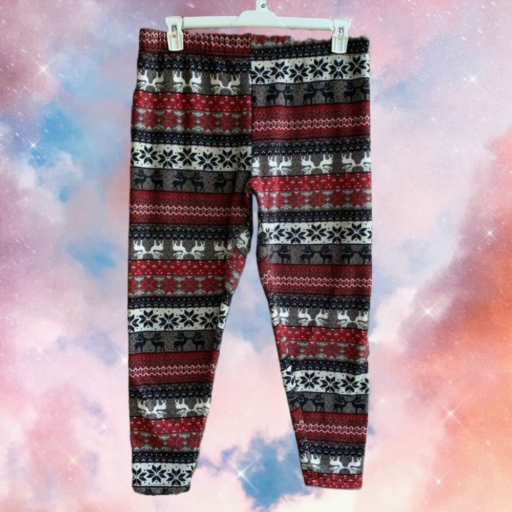 Faded Glory Women's Pull On Elastic Waist Knit Pants Christmas Pattern Size 2X
